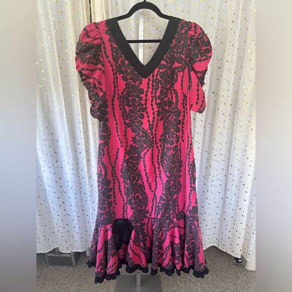 Hilo Hattie Hawaiian Vintage Lei Strand Puff Sleeve Flounced Ruffle Hem Muʻumuʻu - Picture 2 of 6